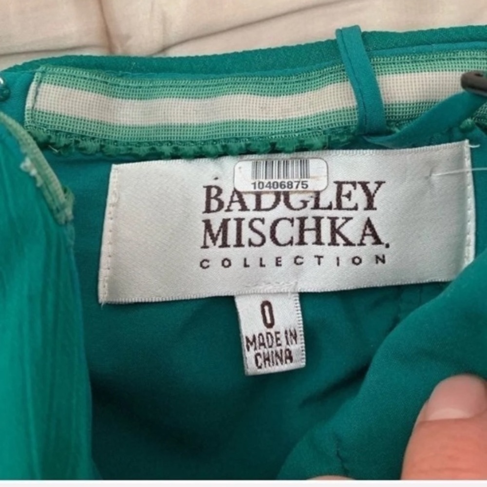 Badgley Mischka Green Teal Sweetheart Evening Gown - Picture 6 of 7